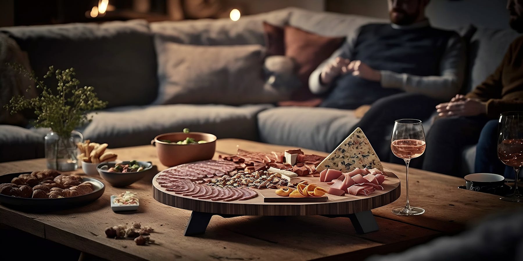 Aperitif platter and wine